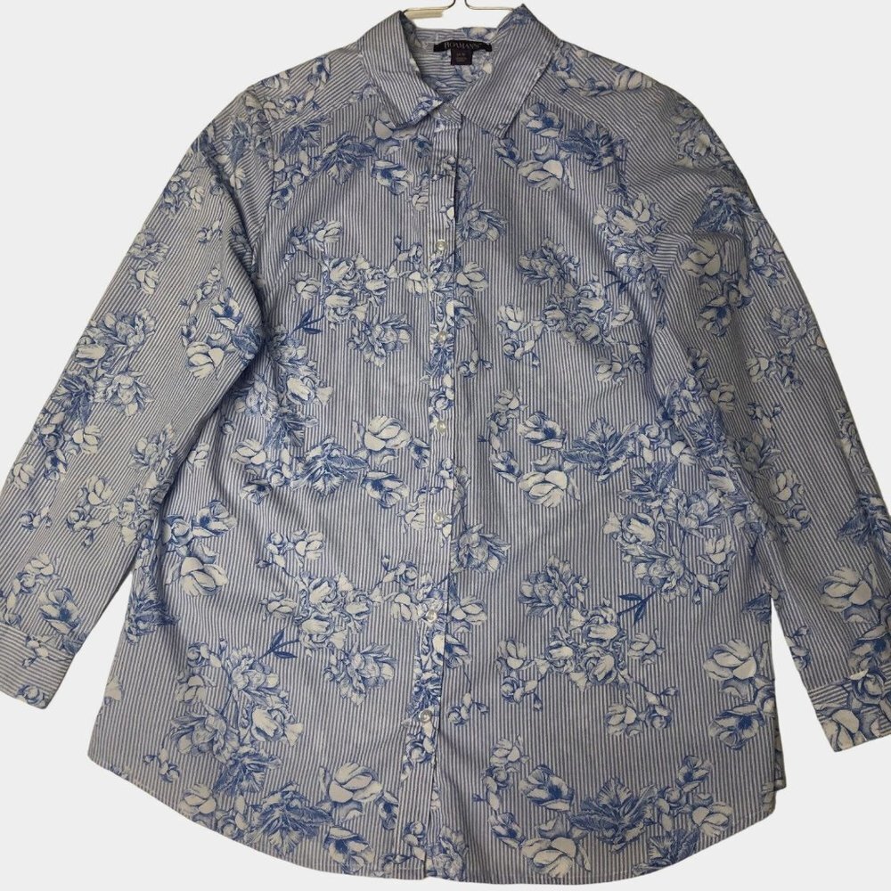 ROAMAN'S WOMEN COLLARED BUTTON LONG SLEEVE TOP SIZE 14W
